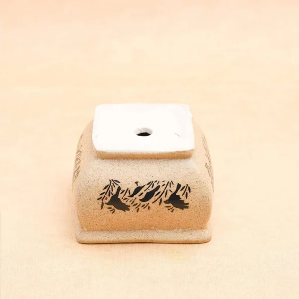 5.1 inch (13 cm) Bonsai Square Ceramic Pot (Brown) (set of 2) - Image 3